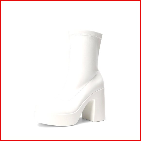 Women's Platform Ankle Boots Chunky Block Heel Square Toe Gogo Booties